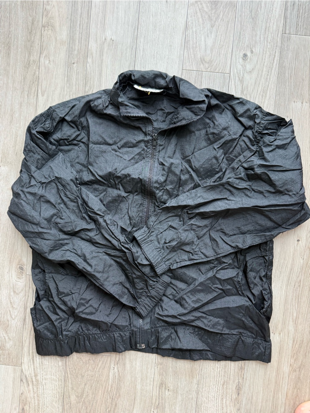 Women's Black Casual Elastic-Waist Nylon Jacket